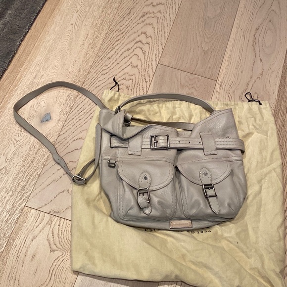 Burberry Light Grey Leather Bartow Hobo Shoulder Bag - Picture 7 of 7